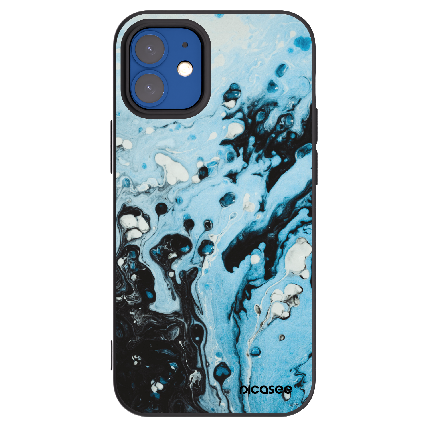 Picasee silikonowe czarne etui na Apple iPhone 12 mini - Organic blue