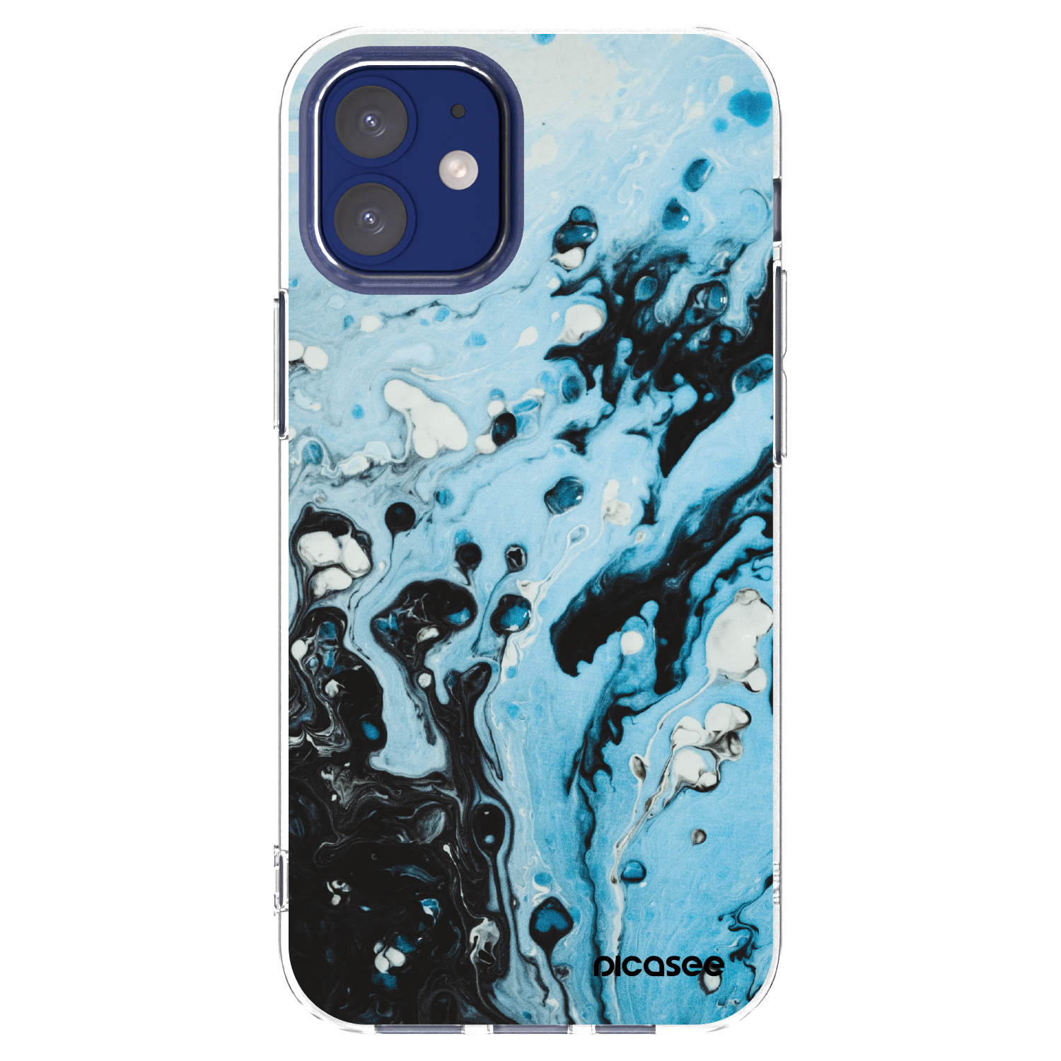 Picasee silikonowe przeźroczyste etui na Apple iPhone 12 mini - Organic blue