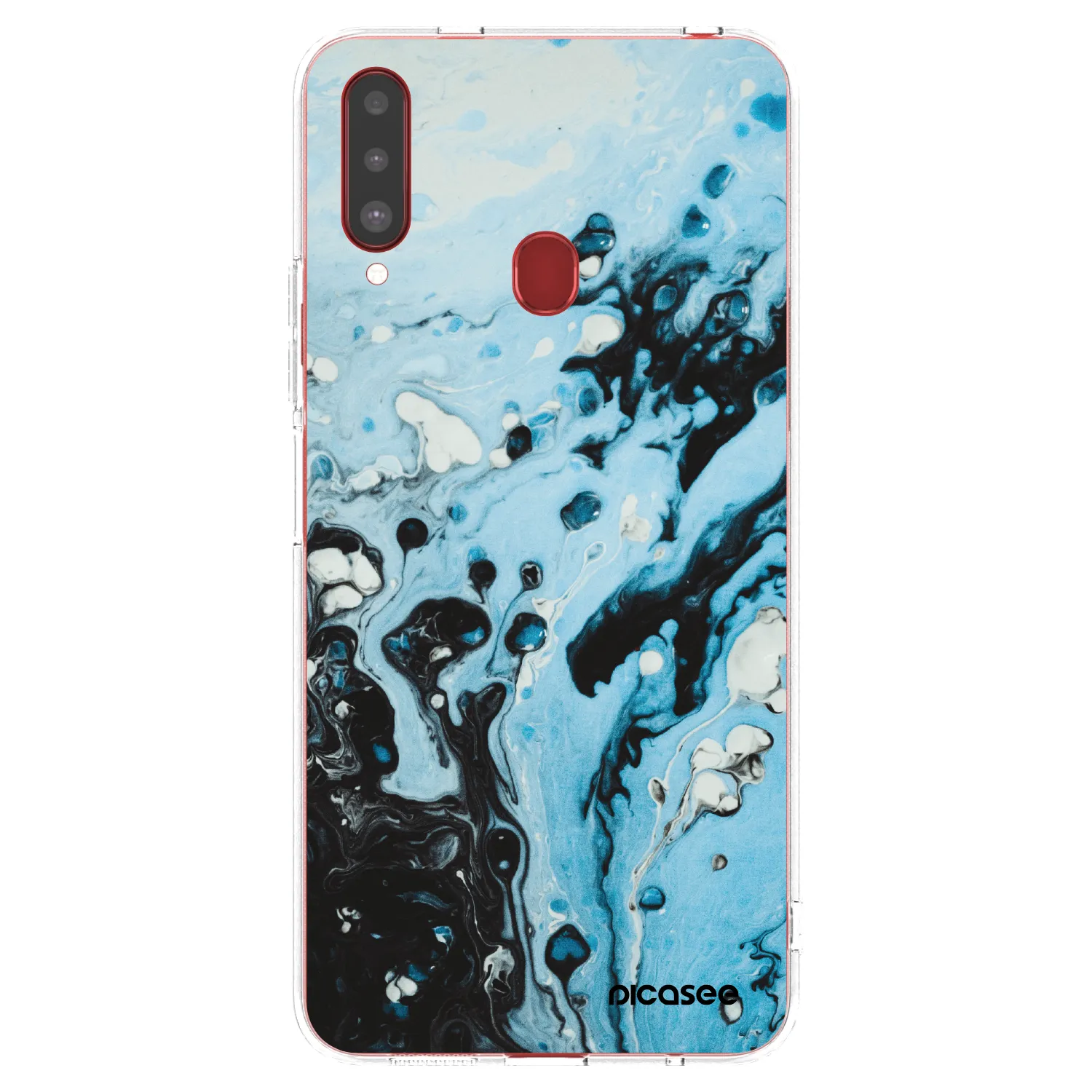 Picasee silikonowe przeźroczyste etui na Samsung Galaxy A20s - Organic blue