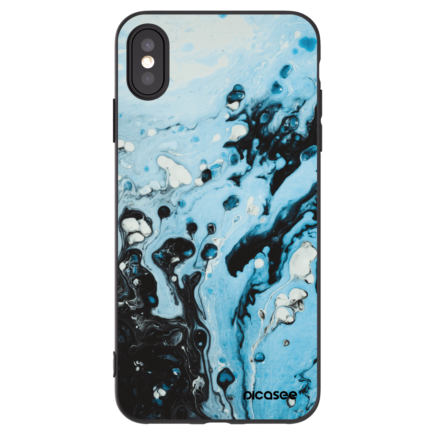 Picasee silikonowe czarne etui na Apple iPhone XS Max - Organic blue