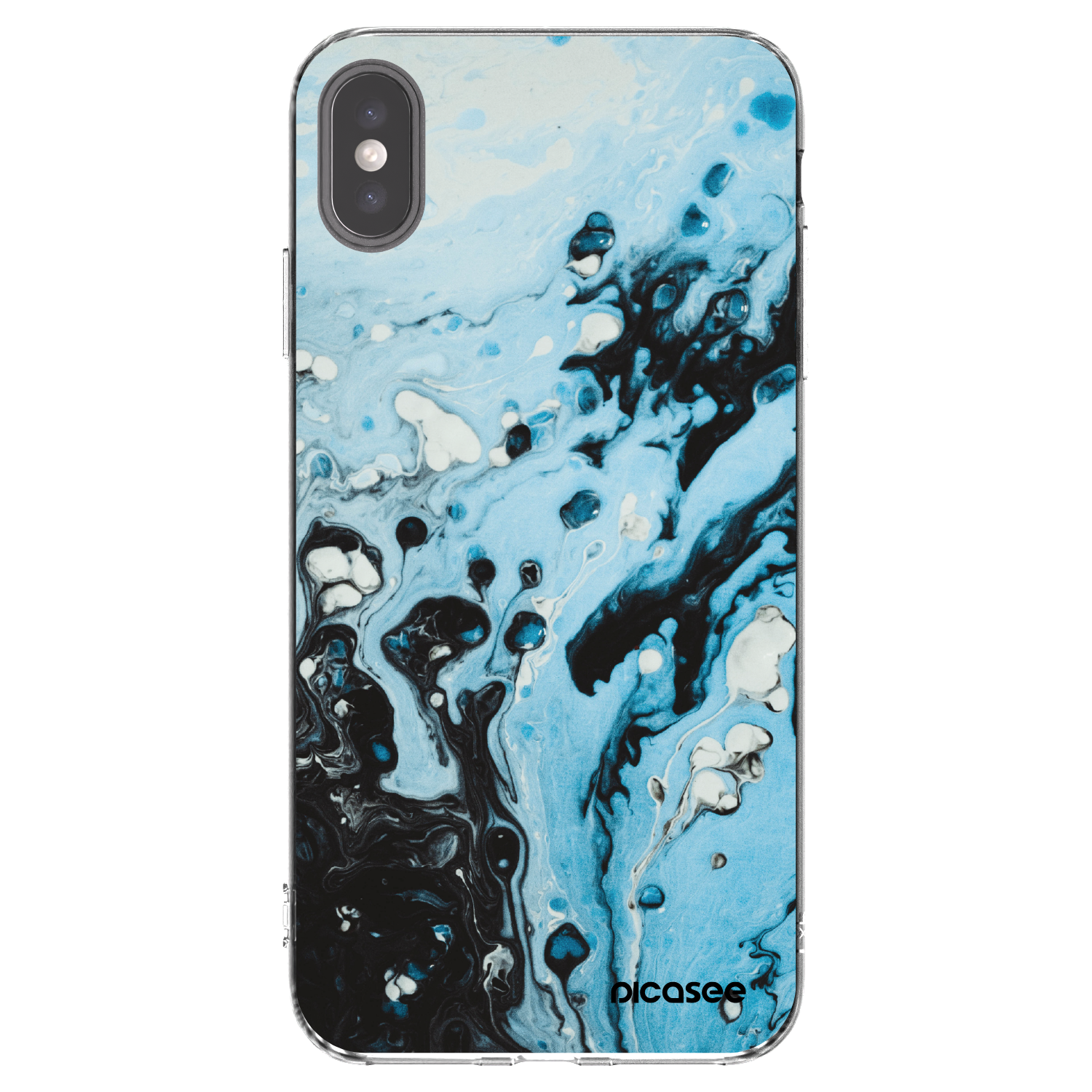 Picasee silikonowe przeźroczyste etui na Apple iPhone XS Max - Organic blue