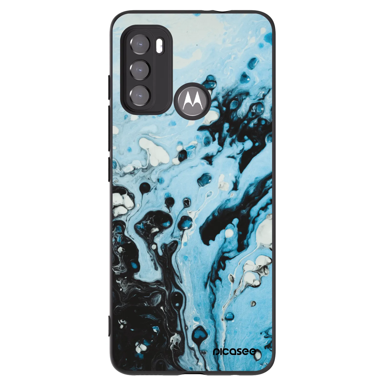 Picasee silikonowe czarne etui na Motorola Moto G60 - Organic blue