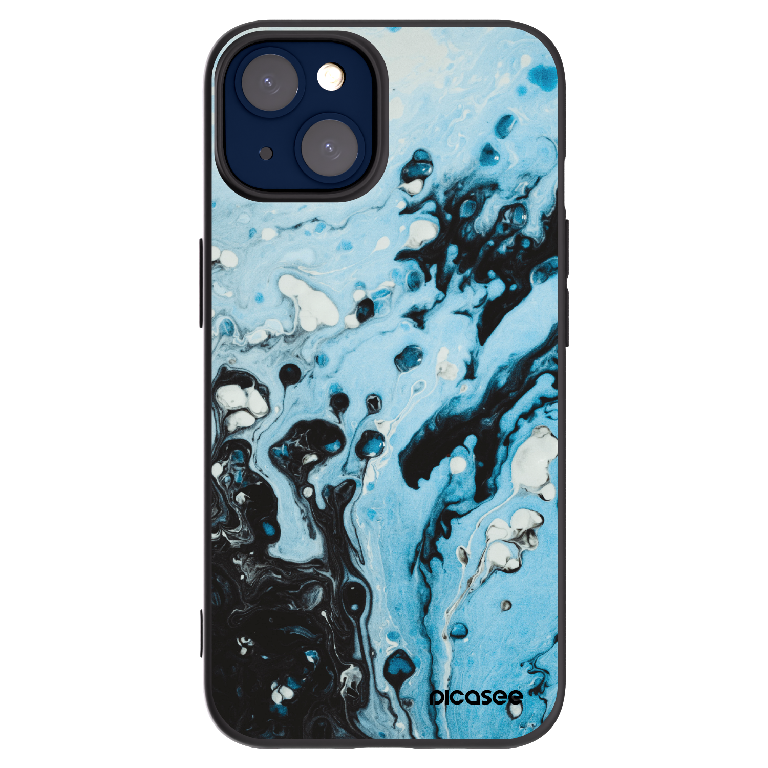 Picasee silikonowe czarne etui na Apple iPhone 14 - Organic blue