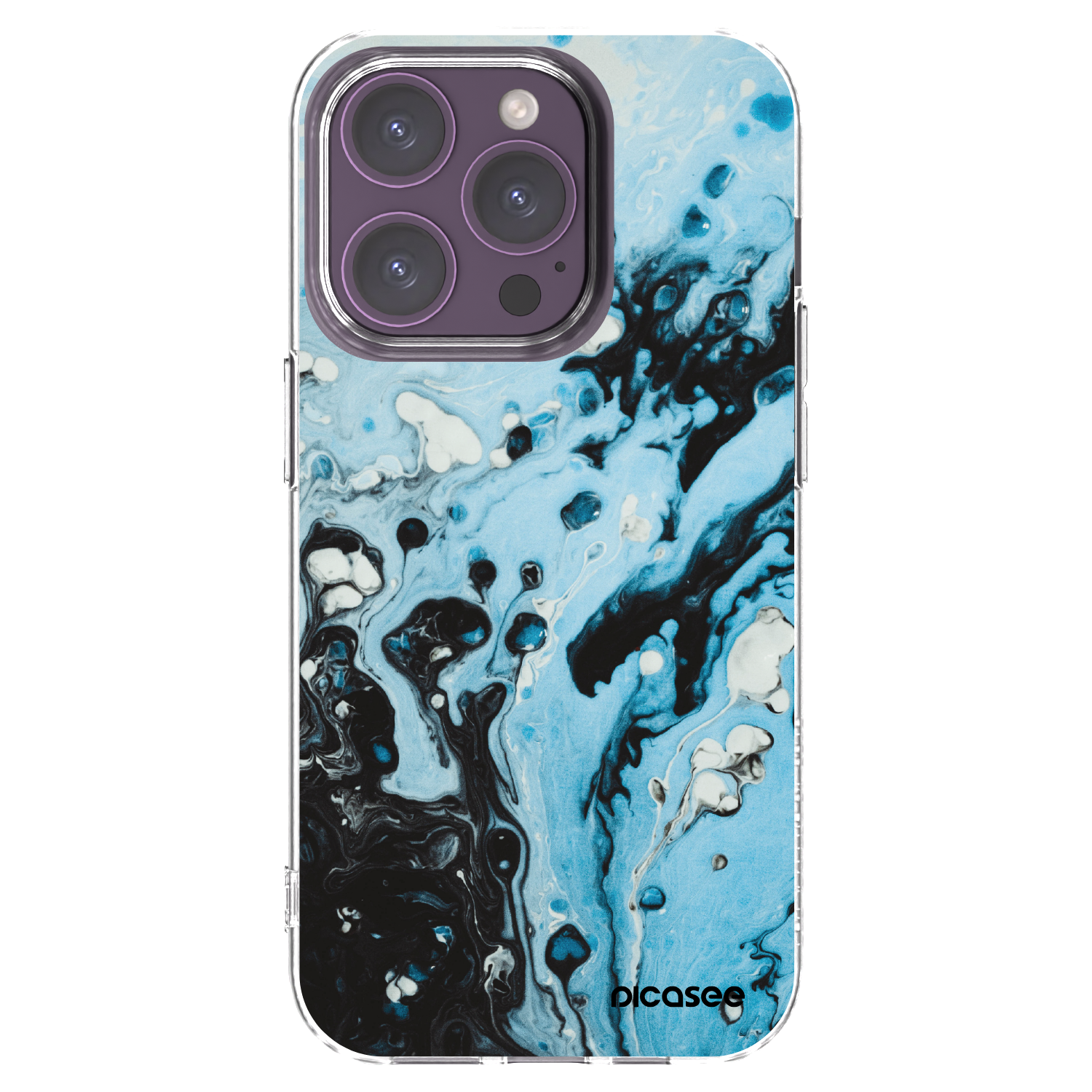 Picasee silikonowe przeźroczyste etui na Apple iPhone 14 Pro - Organic blue