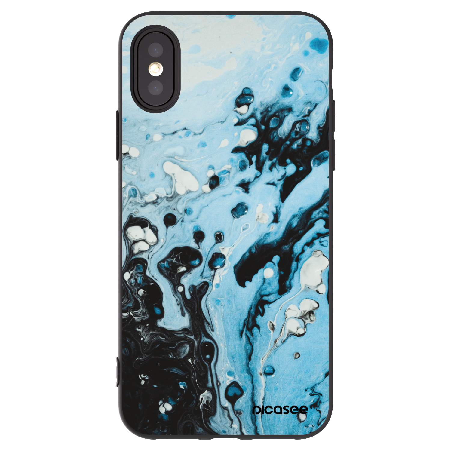 Picasee silikonowe czarne etui na Apple iPhone X/XS - Organic blue