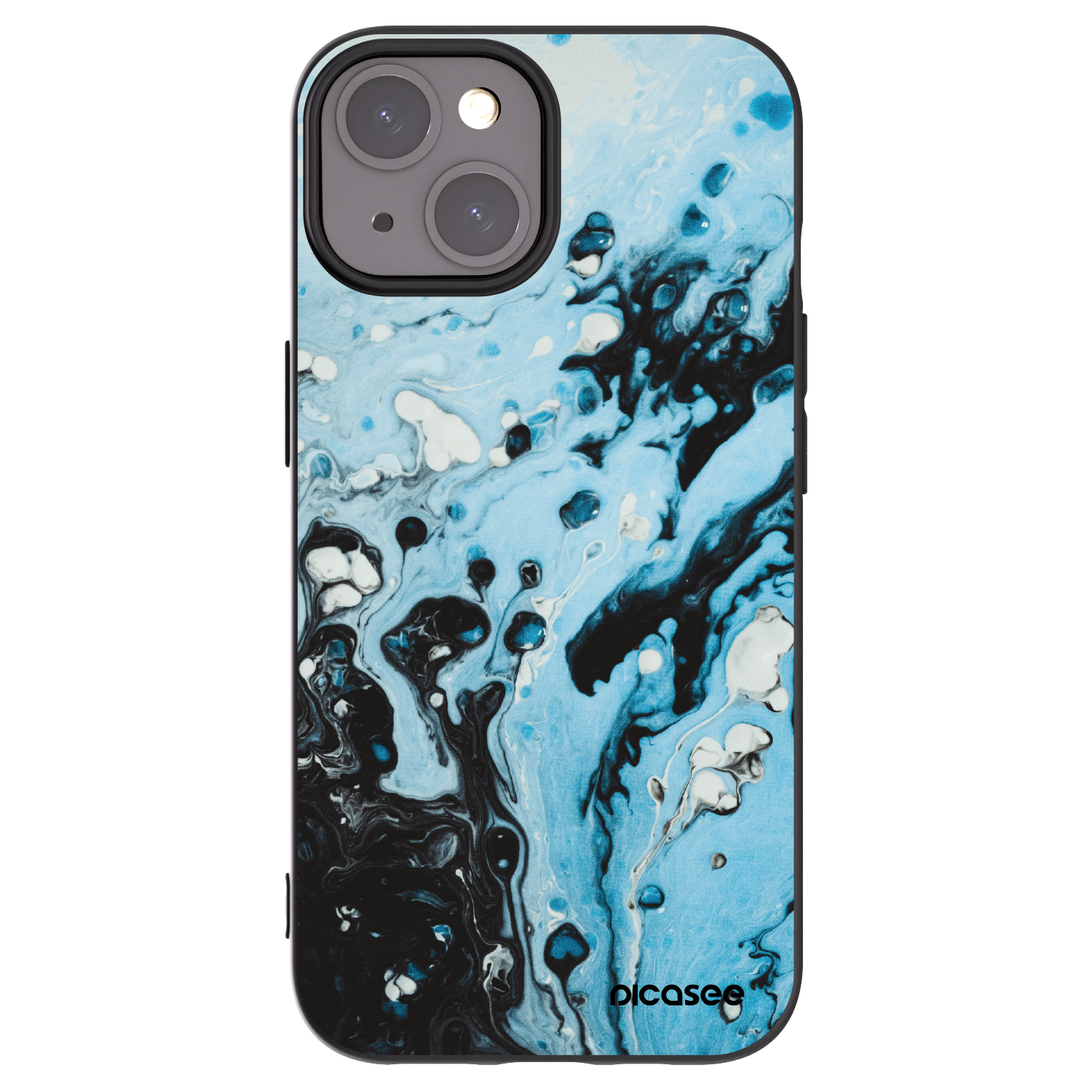 Picasee silikonowe czarne etui na Apple iPhone 15 - Organic blue
