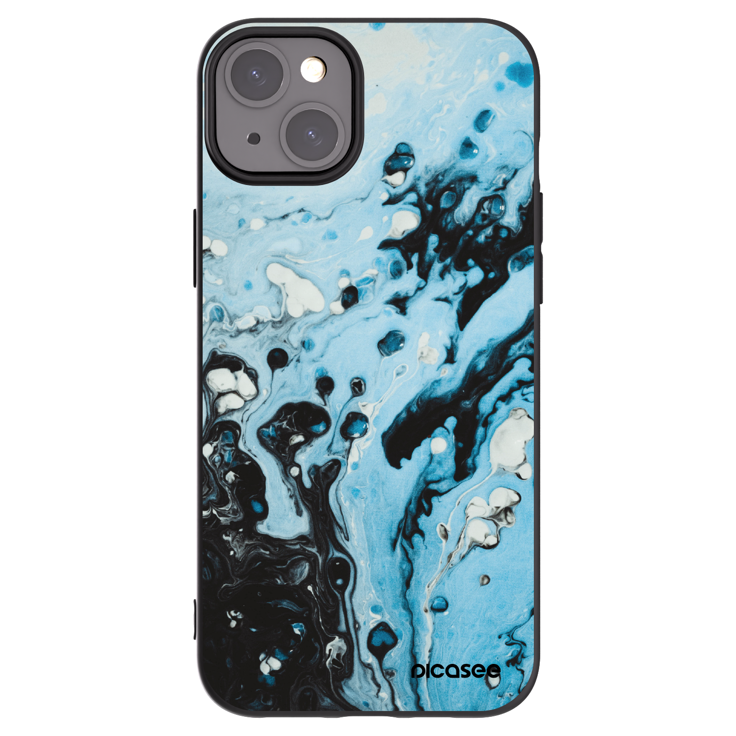 Picasee silikonowe czarne etui na Apple iPhone 15 Plus - Organic blue