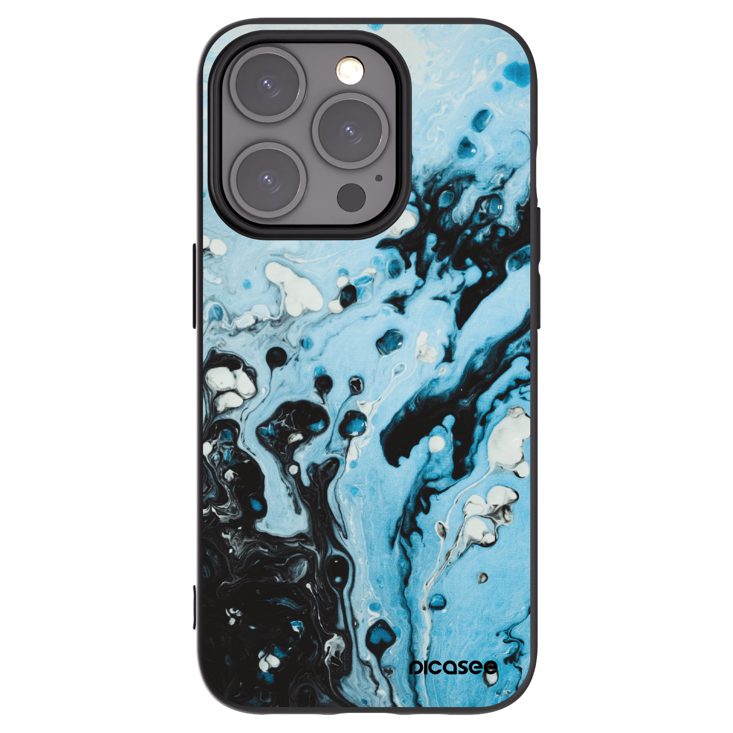 Picasee silikonowe czarne etui na Apple iPhone 15 Pro - Organic blue
