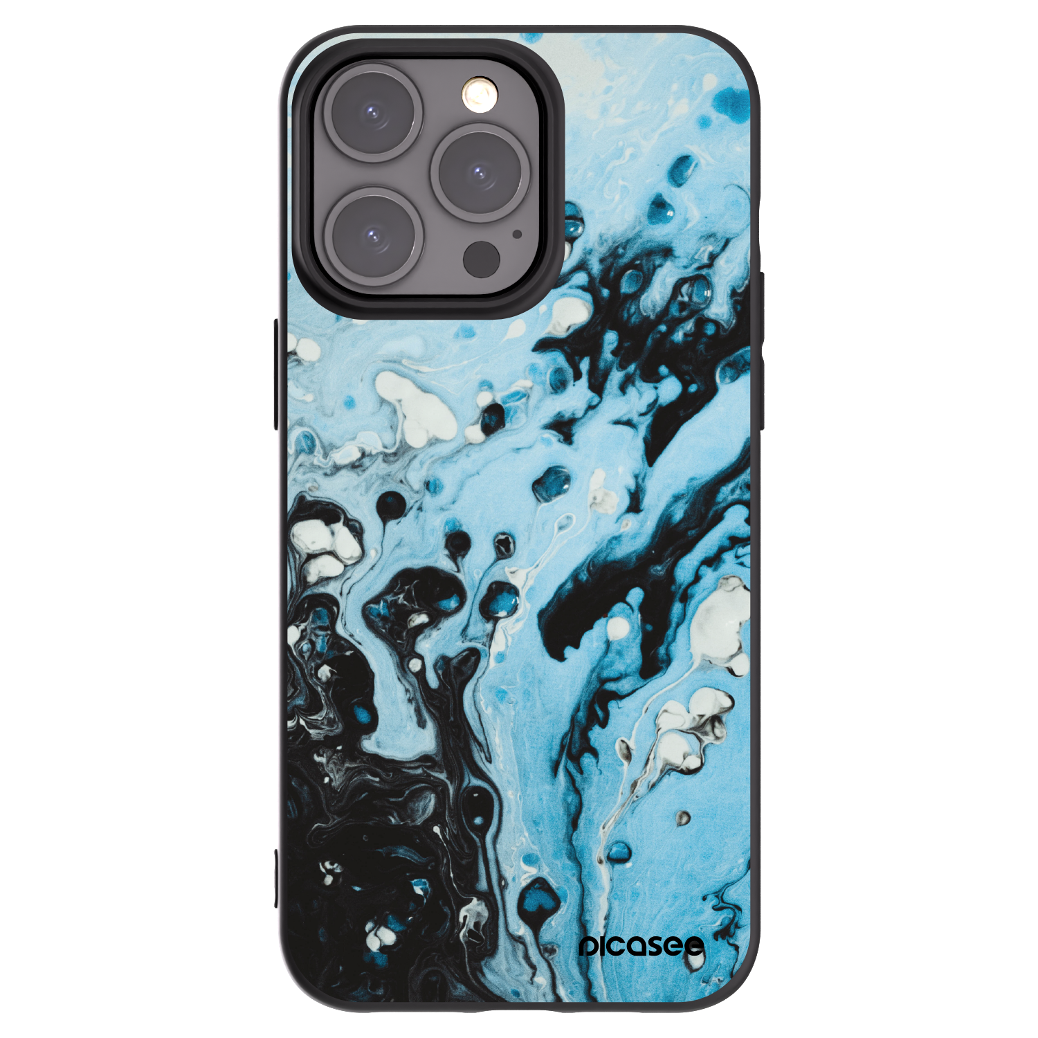 Picasee silikonowe czarne etui na Apple iPhone 15 Pro Max - Organic blue