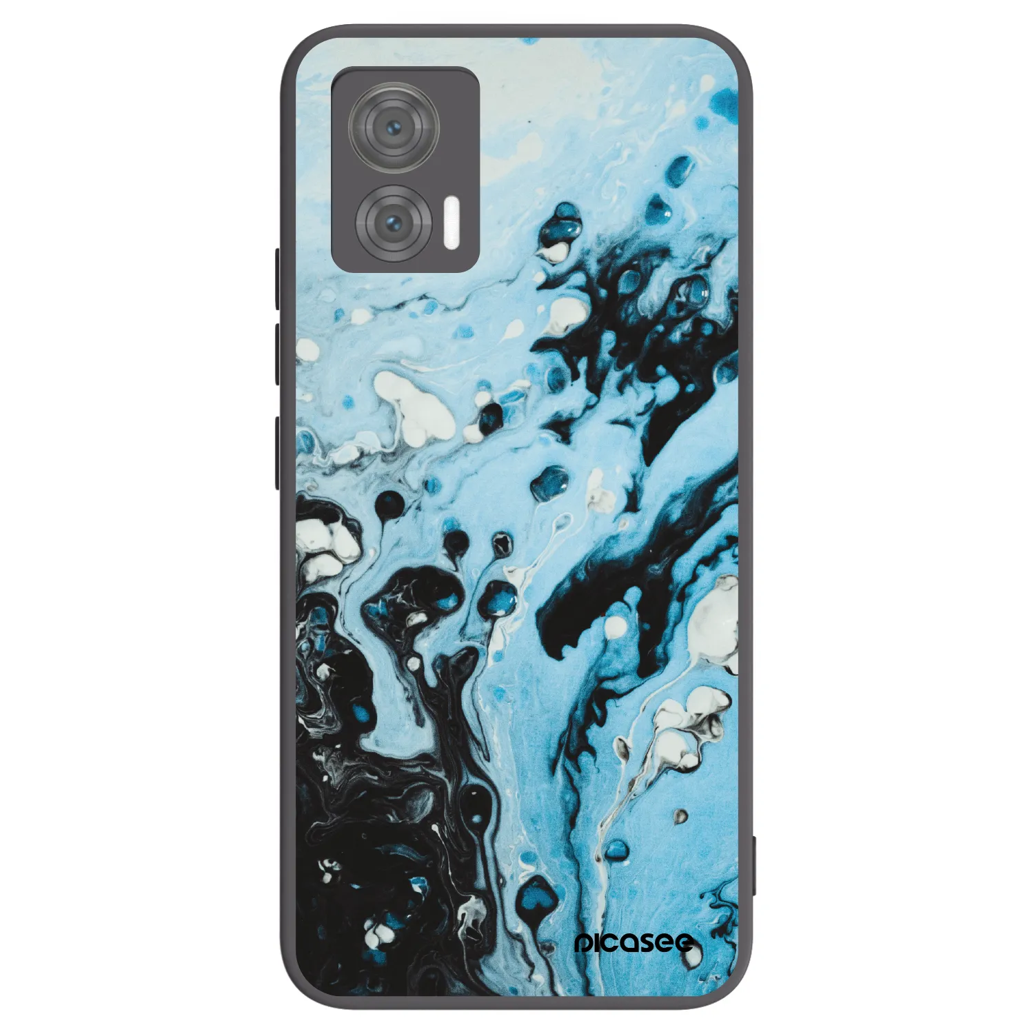 Picasee silikonowe czarne etui na Motorola Edge 30 Neo - Organic blue