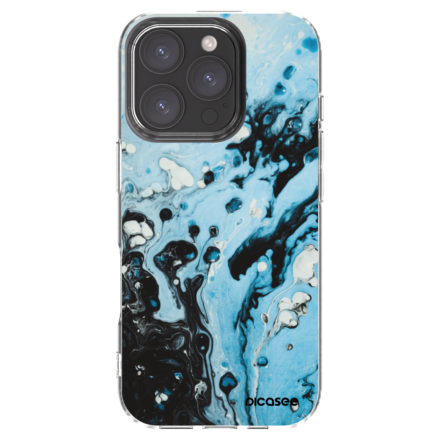 Picasee silikonowe przeźroczyste etui na Apple iPhone 16 Pro - Organic blue