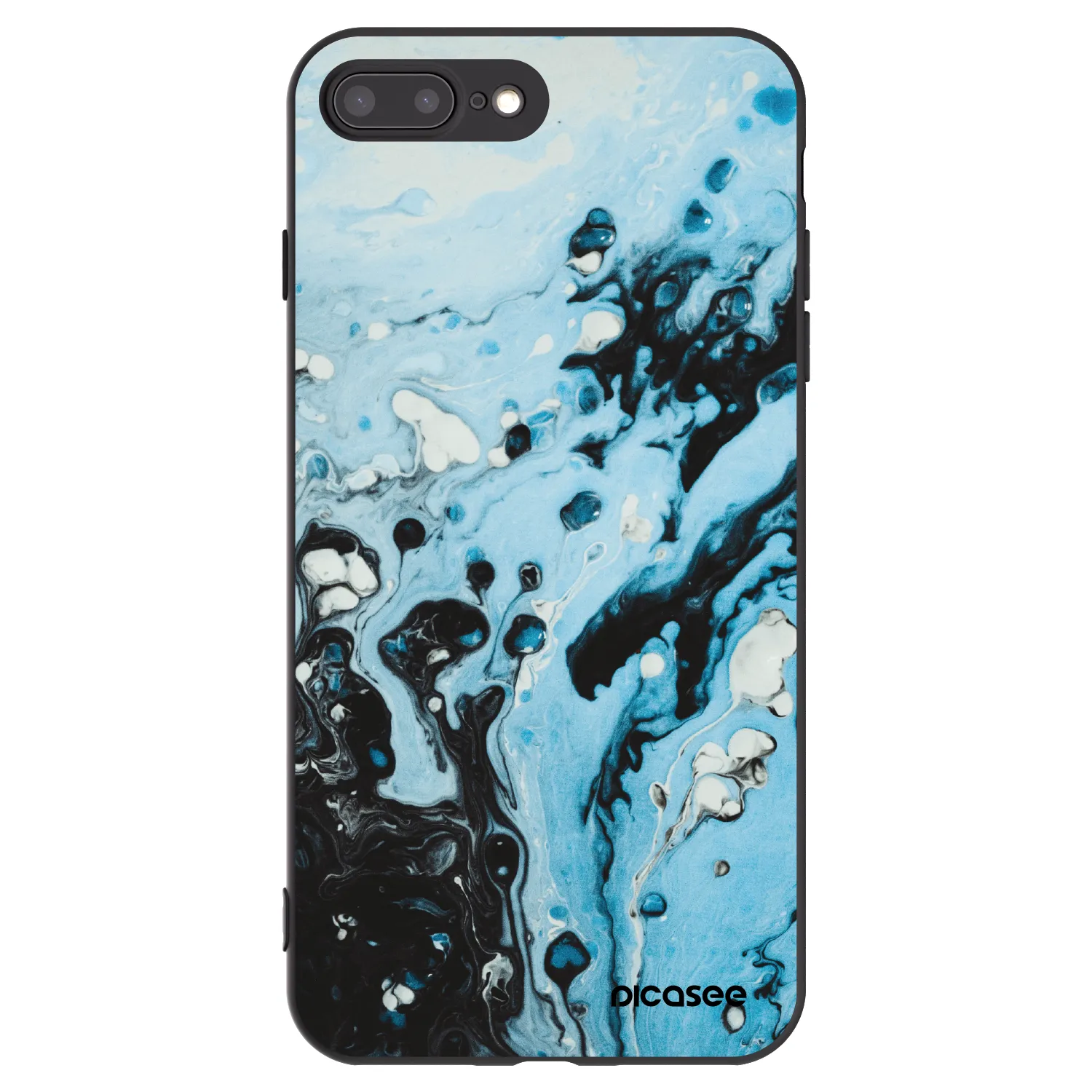 Picasee silikonowe czarne etui na Apple iPhone 7 Plus - Organic blue