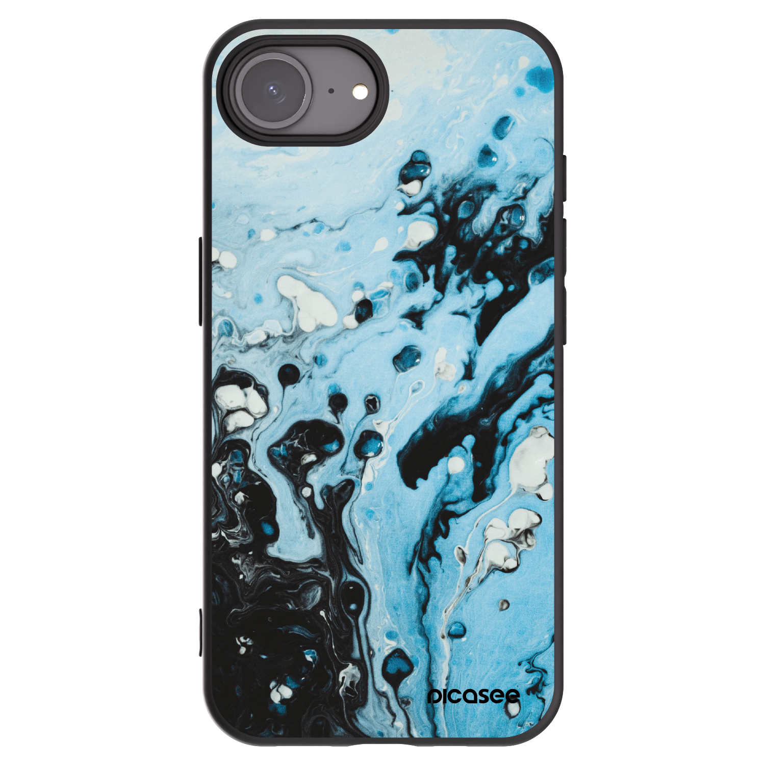 Picasee silikonowe czarne etui na Apple iPhone 16e - Organic blue