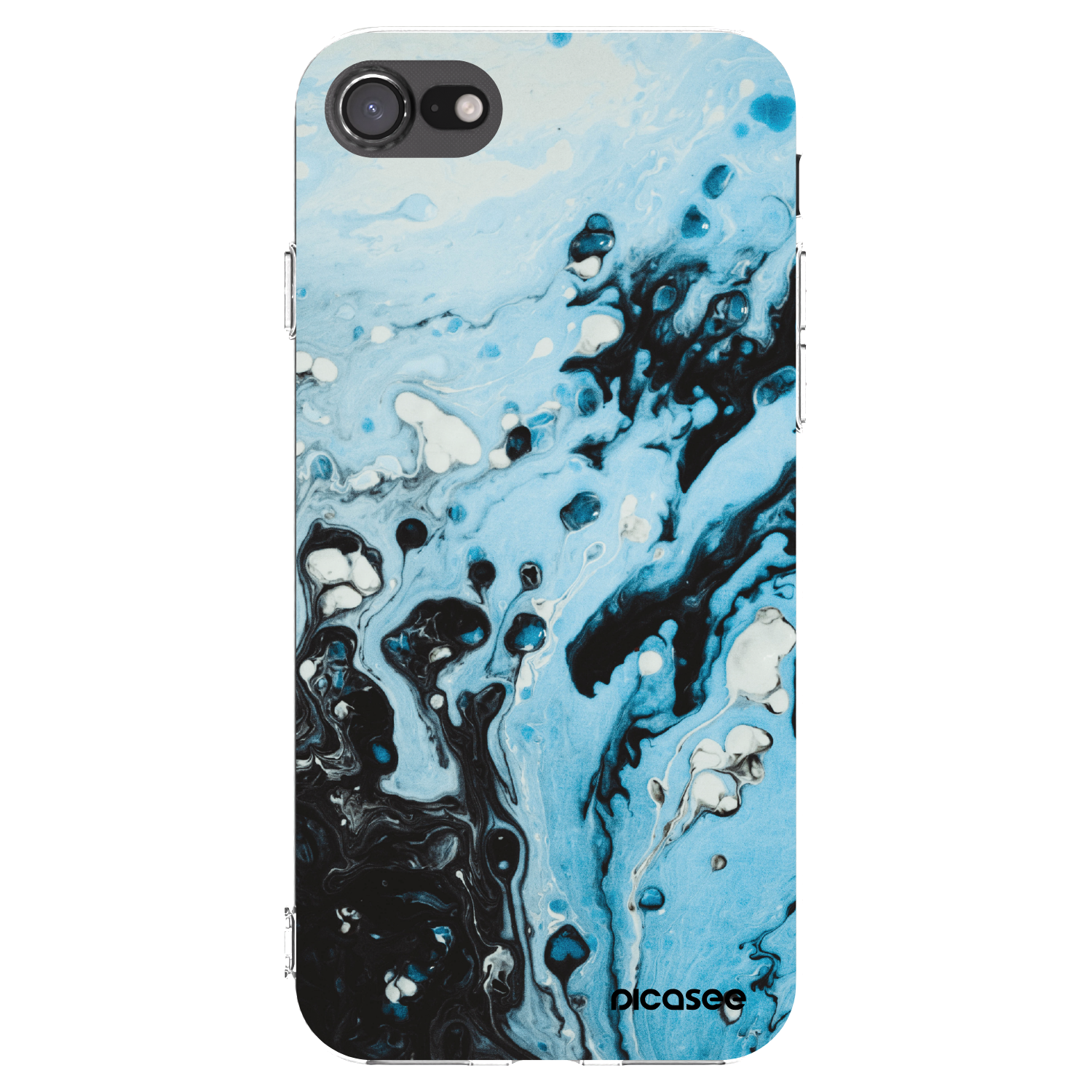 Picasee silikonowe przeźroczyste etui na Apple iPhone 8 - Organic blue