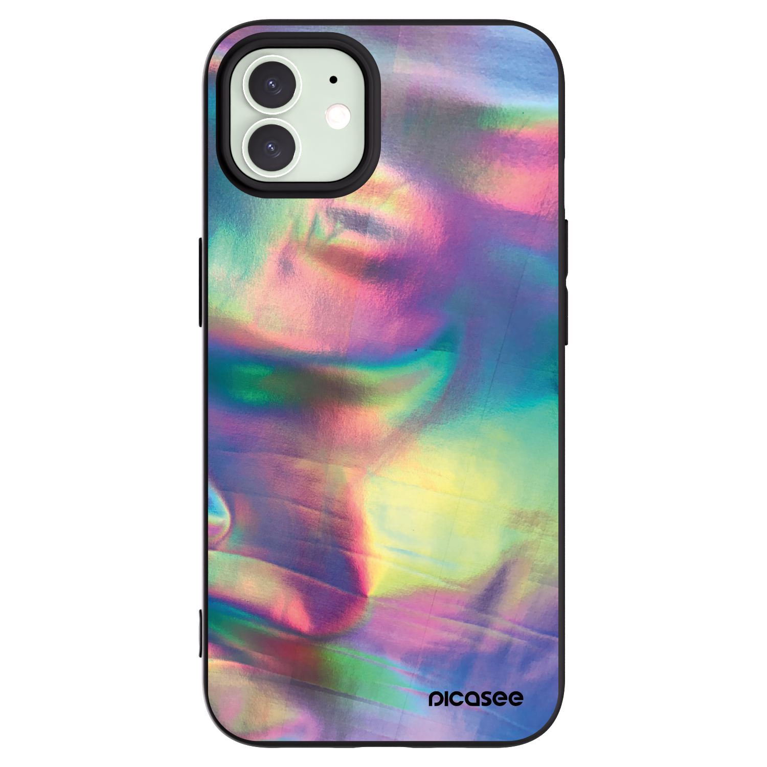 Picasee silikonowe czarne etui na Apple iPhone 12 - Holo