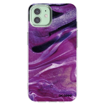 Picasee silikonowe przeźroczyste etui na Apple iPhone 12 - Purple glitter
