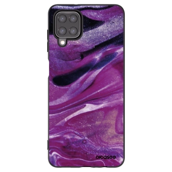 Picasee silikonowe czarne etui na Samsung Galaxy A12 A125F - Purple glitter
