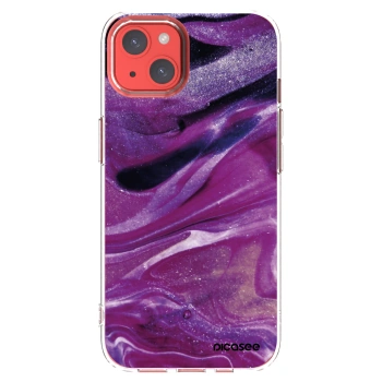 Picasee silikonowe przeźroczyste etui na Apple iPhone 13 - Purple glitter