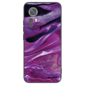 Picasee silikonowe czarne etui na Xiaomi 12 - Purple glitter