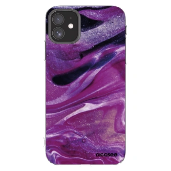Picasee silikonowe przeźroczyste etui na Apple iPhone 11 - Purple glitter