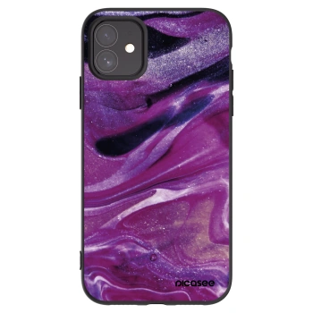 Picasee silikonowe czarne etui na Apple iPhone 11 - Purple glitter