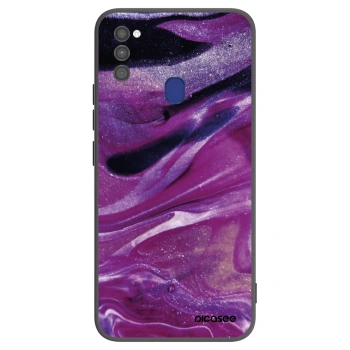 Picasee silikonowe czarne etui na Samsung Galaxy M21 M215F - Purple glitter