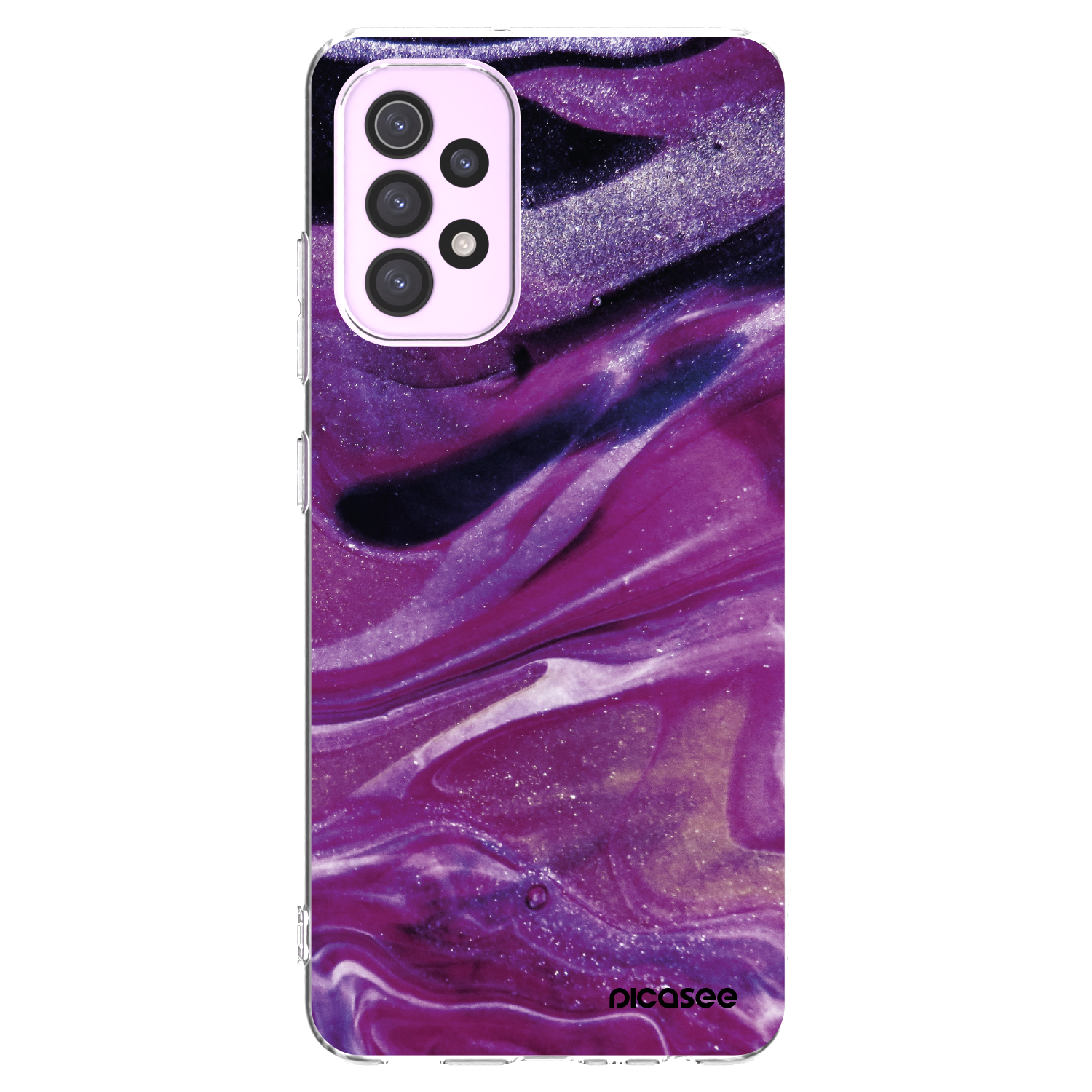 Picasee silikonowe przeźroczyste etui na Samsung Galaxy A32 5G A326B - Purple glitter