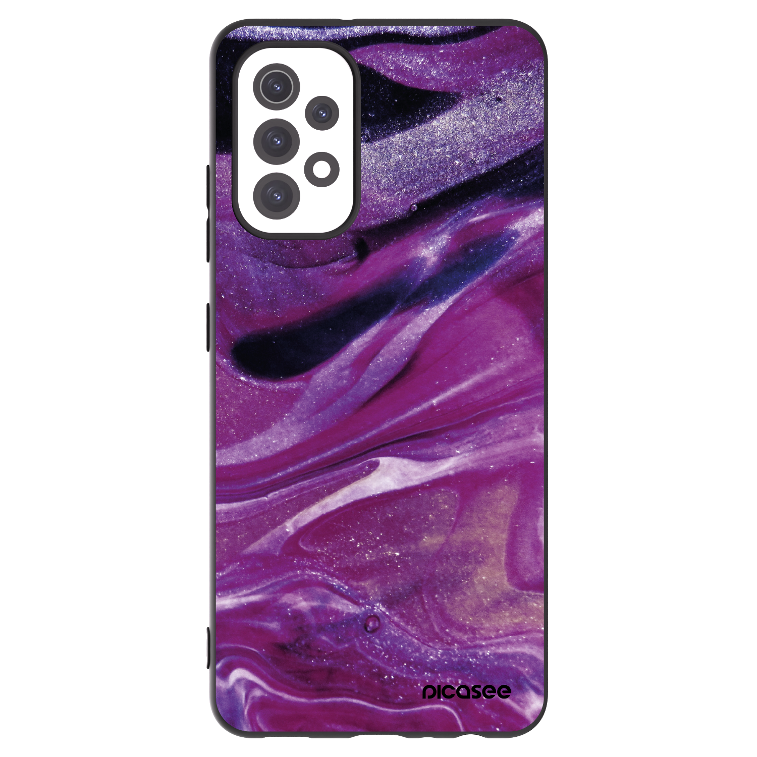 Picasee silikonowe czarne etui na Samsung Galaxy A32 5G A326B - Purple glitter