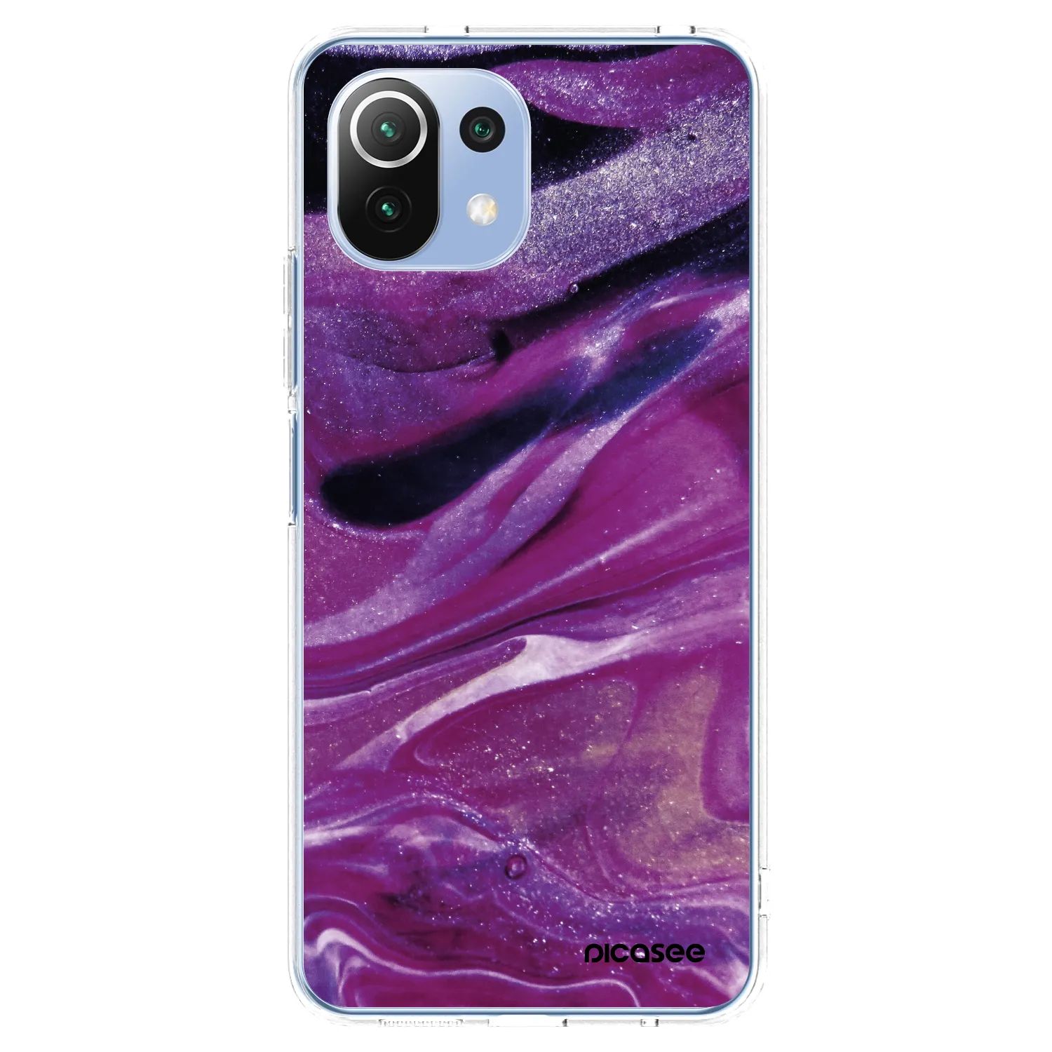 Picasee silikonowe przeźroczyste etui na Xiaomi Mi 11 Lite - Purple glitter