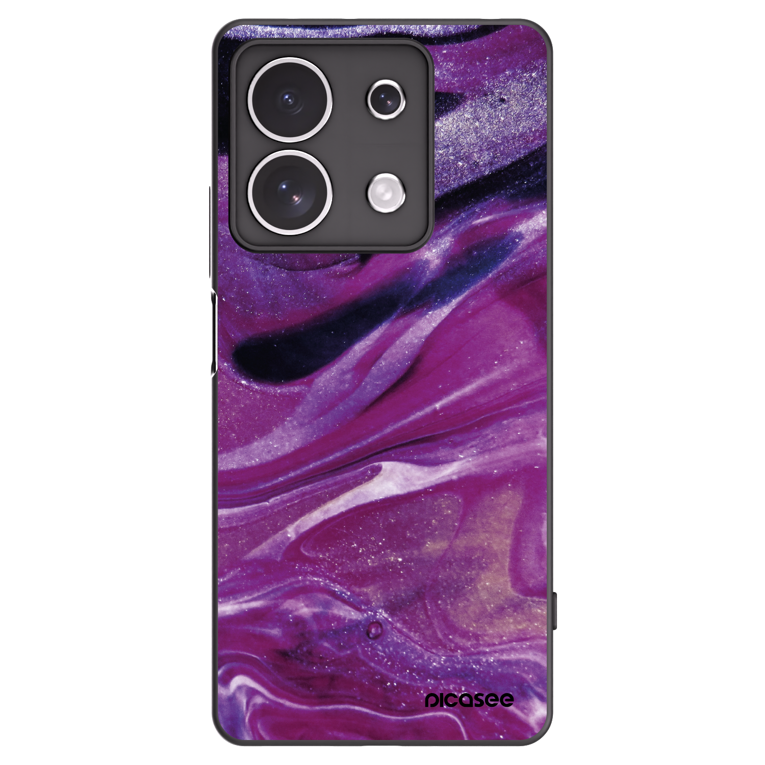 Picasee silikonowe czarne etui na Xiaomi Redmi Note 13 4G - Purple glitter