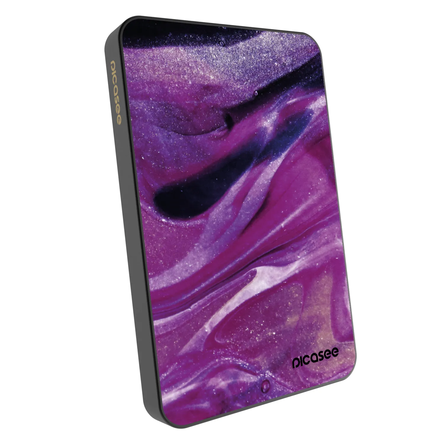 Picasee Powerbank z MagSafe 5 000 mAh Szary - Purple glitter
