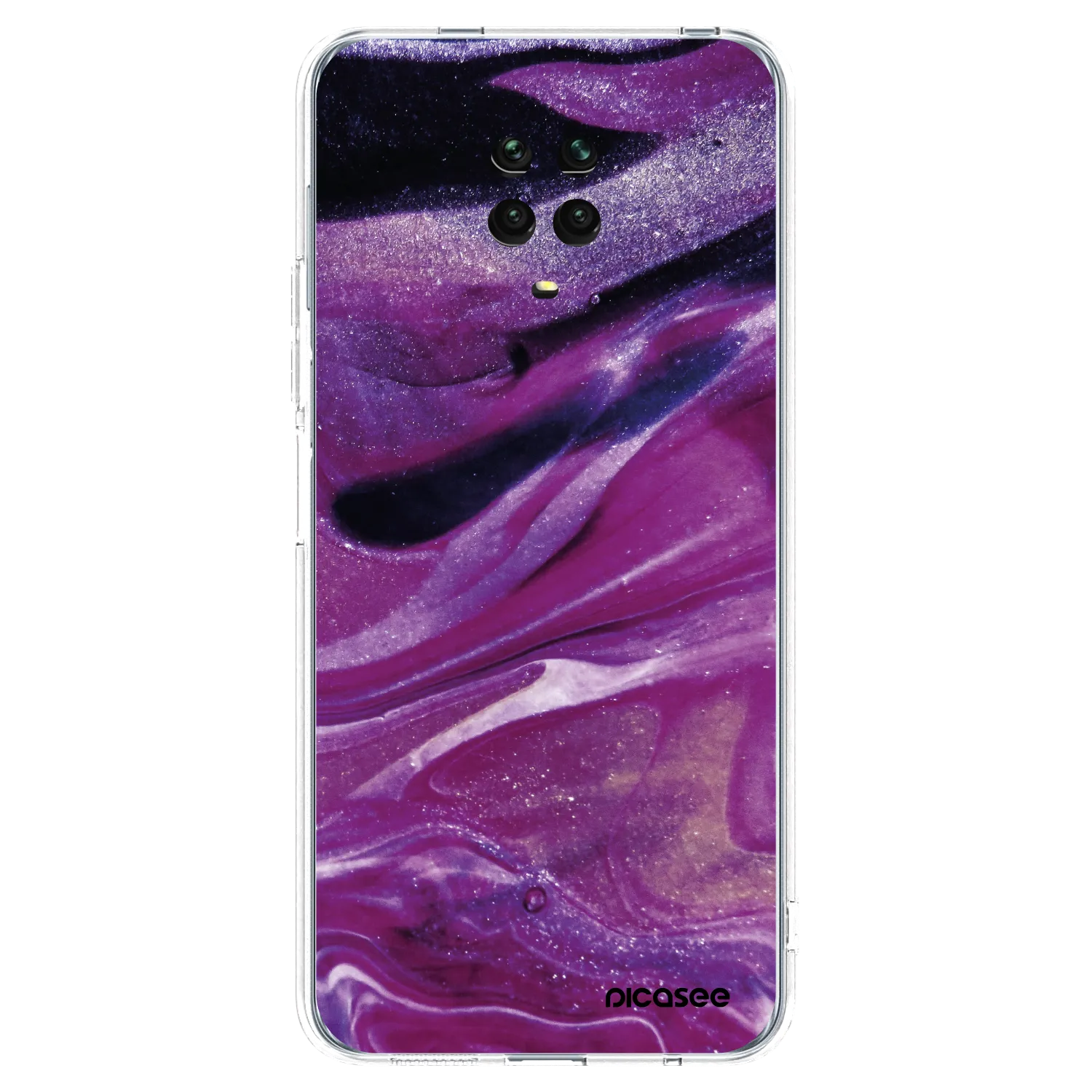 Picasee silikonowe przeźroczyste etui na Xiaomi Redmi Note 9S - Purple glitter