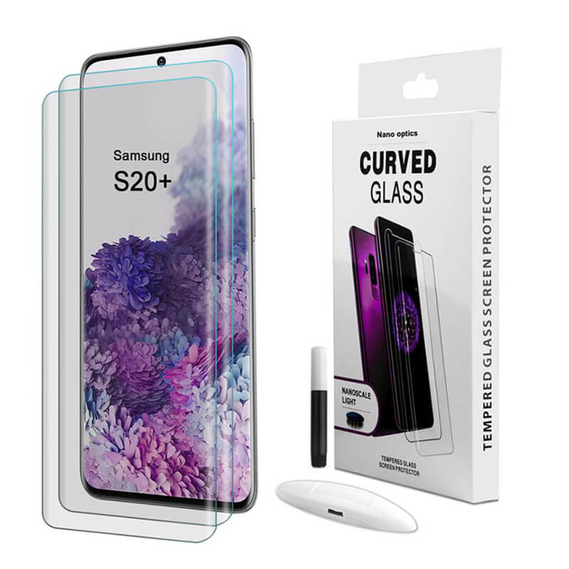 3x Picasee Zakrzywione szkło ochronne 3D UV do Samsung Galaxy S20+ G985F - 2+1 gratis