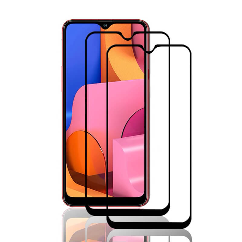 3x Picasee ochronne szkło hartowane 3D z ramką do Samsung Galaxy A20s - czarne – 2+1 gratis
