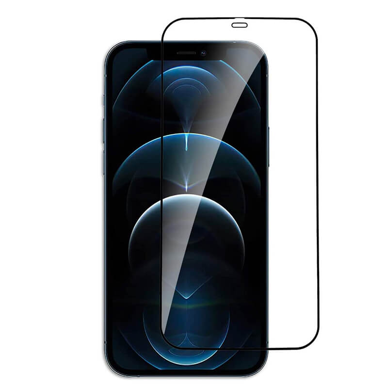 Picasee ochronne szkło hartowane 3D z ramką do Apple iPhone 12 - czarne