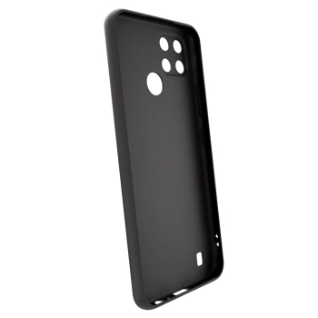 Picasee silikonowe czarne etui na Realme C21Y - White marble