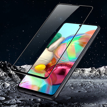 3x Picasee ochronne szkło hartowane 3D z ramką do Samsung Galaxy A71 A715F - czarne – 2+1 gratis