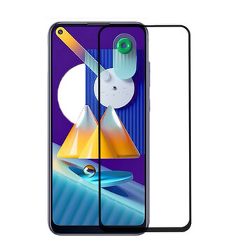 3x Picasee ochronne szkło hartowane 3D z ramką do Samsung Galaxy M11 - czarne – 2+1 gratis