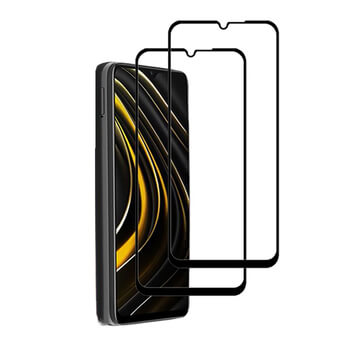 3x Picasee ochronne szkło hartowane 3D z ramką do Xiaomi Poco M3 - czarne – 2+1 gratis