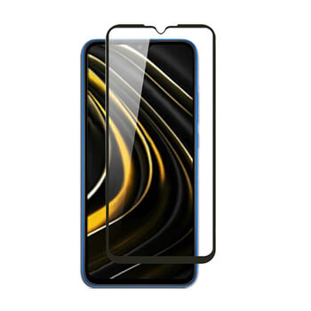 3x Picasee ochronne szkło hartowane 3D z ramką do Xiaomi Poco M3 - czarne – 2+1 gratis