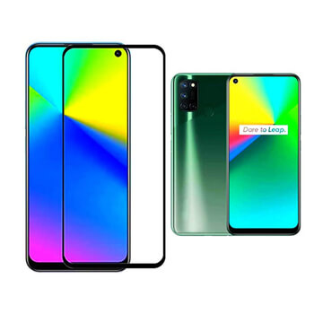3x Picasee ochronne szkło hartowane 3D z ramką do Realme 7i - czarne – 2+1 gratis