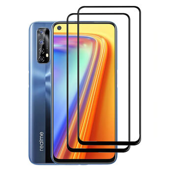 3x Picasee ochronne szkło hartowane 3D z ramką do Realme 7 - czarne – 2+1 gratis