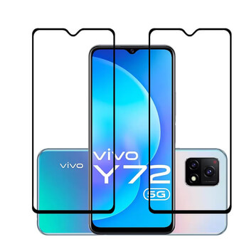 3x Picasee ochronne szkło hartowane 3D z ramką do Vivo Y72 5G - czarne – 2+1 gratis
