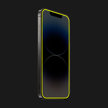 Picasee Ochronne szkło hartowane z rozbłyskującą w ciemności ramką do Apple iPhone 12 - Żółty