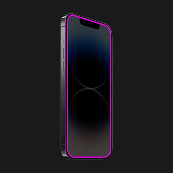 Picasee Ochronne szkło hartowane z rozbłyskującą w ciemności ramką do Apple iPhone 12 - Różowa