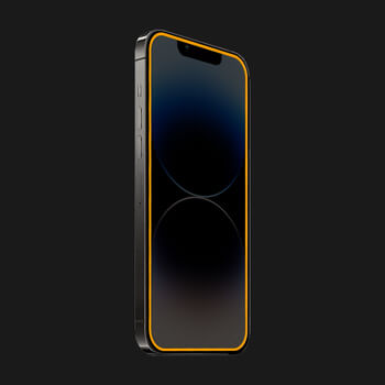 Picasee Ochronne szkło hartowane z rozbłyskującą w ciemności ramką do Apple iPhone 12 - Oranžová