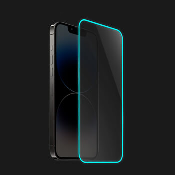 Picasee Ochronne szkło hartowane z rozbłyskującą w ciemności ramką do Samsung Galaxy A35 5G A356B - Niebieski