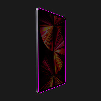 3x Picasee Ochronne szkło hartowane z rozbłyskującą w ciemności ramką na tablet do Apple iPad Pro 11" 2022 M2 (4.generace) - Różowa