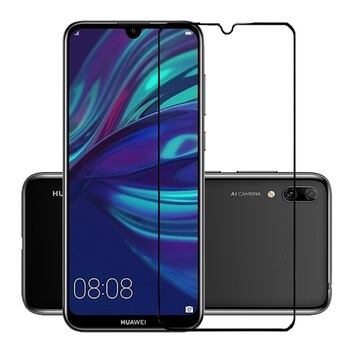 Picasee ochronne szkło hartowane 3D z ramką do Huawei Y7 2019 - czarne