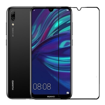 3x Picasee ochronne szkło hartowane 3D z ramką do Huawei Y7 2019 - czarne – 2+1 gratis